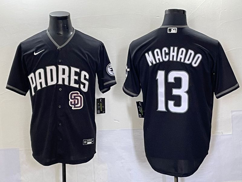 Men 2025 San Diego Padres #13 Machado Black Game Nike MLB Jersey style 7039